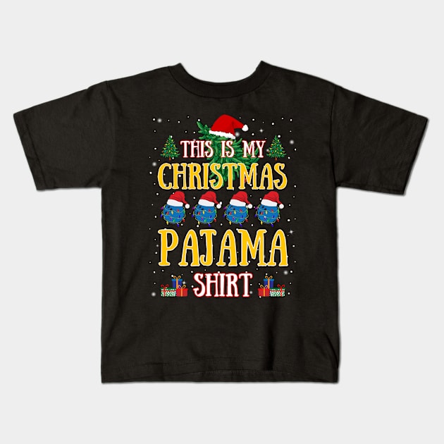 Funny Christmas Bowling Lover This Is My Christmas Pajama Kids T-Shirt by egcreations